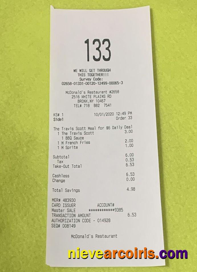 McDonald's restaurant payment check